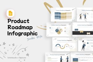 产品路线图信息图表Google幻灯片模板 Doodle Product Roadmap Infographic – Google Slide