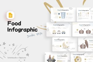 食物信息图表涂鸦风格谷歌幻灯片素材 Food Infographic Doodle Style – Google Slide