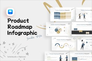 涂鸦风格产品路线图信息图Keynote幻灯片模板下载 Doodle Product Roadmap Infographic – Keynote