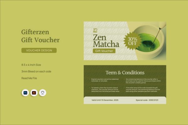 礼品卡活动礼券设计模板 Gifterzen – Gift Voucher