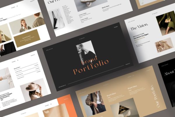 服装品牌作品集PPT幻灯片模板下载 Brand Portfolio Template