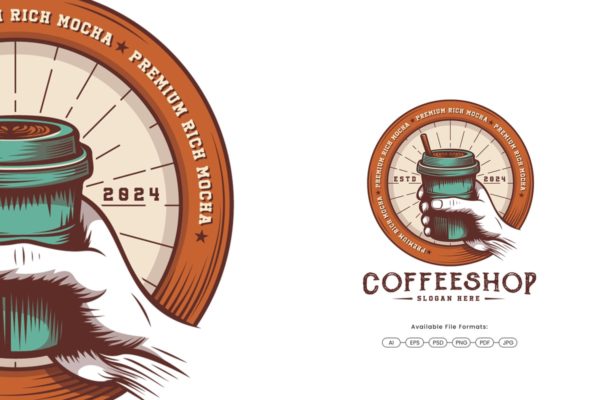 复古咖啡馆标志Logo设计模板 Vintage Coffee House Logo Design Template