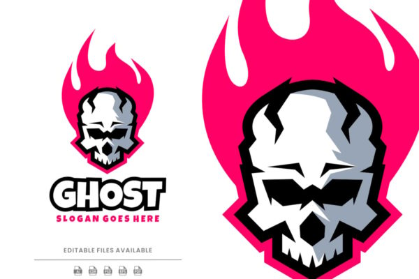 幽灵电子竞技和运动标志Logo设计模板 Ghost E- Sport and Sport Logo