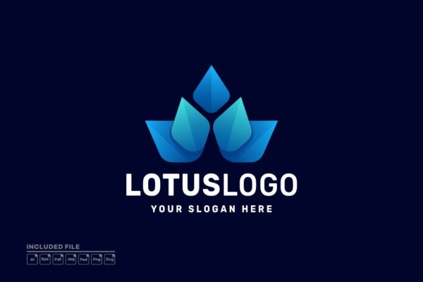 莲花渐变标志Logo设计模板 Lotus Gradient Logo