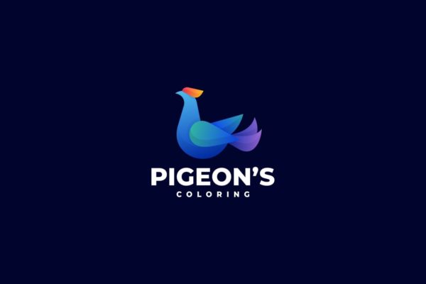 鸽子渐变彩色标志Logo设计模板 Pigeon Gradient Colorful Logo