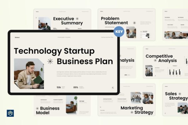 现代创业商业计划Keynote幻灯片演示文稿模板 White Black Modern Startup Business Plan 003