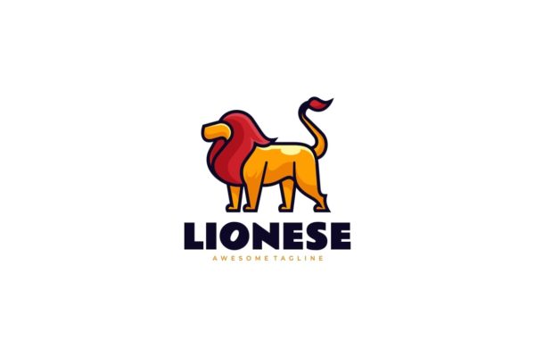 狮子简单吉祥物标志Logo设计模板 Lion Simple Mascot Logo