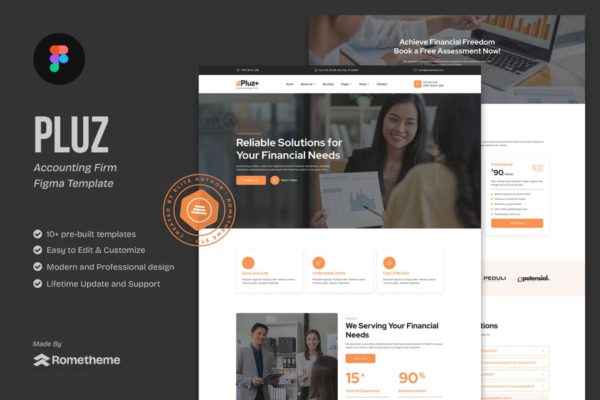 会计师事务所网站设计Figma模板 Pluz – Accounting Firm Figma Template