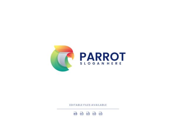 鹦鹉渐变彩色标志Logo设计模板 Parrot Gradient Colorful Logo