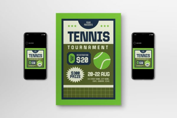 网球锦标赛传单海报 Tennis Tournament Flyer