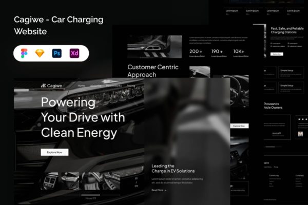 汽车充电网站UI模板 Cagiwe – Car Charging Website Template