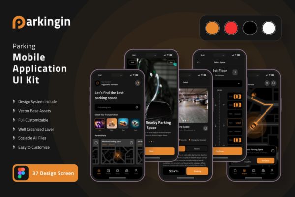 停车位App移动 UI 套件 Parking Mobile UI KIT