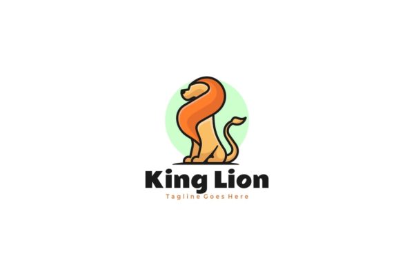 狮子王简单吉祥物标志Logo设计模板 King Lion Simple Mascot Logo