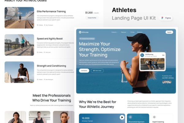 运动员网站登陆页面UI设计模板 Athcrea – Athletes Landing Page