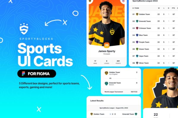 运动数据AppUI卡片设计Figma模板 SportyBlocks – Sports UI Cards for Figma