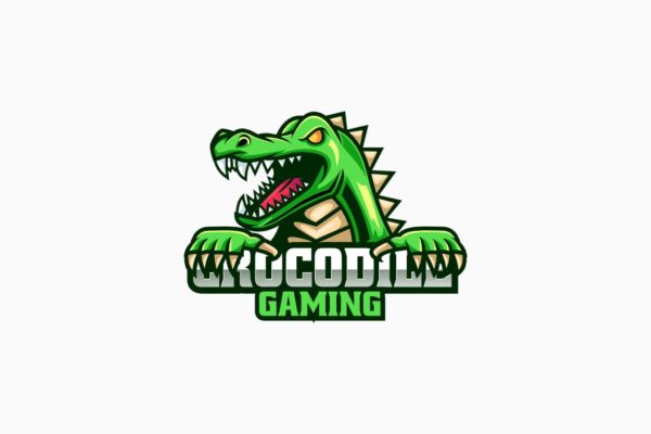 鳄鱼电子运动和运动标志Logo设计模板 Crocodile E -Sport and Sport Logo