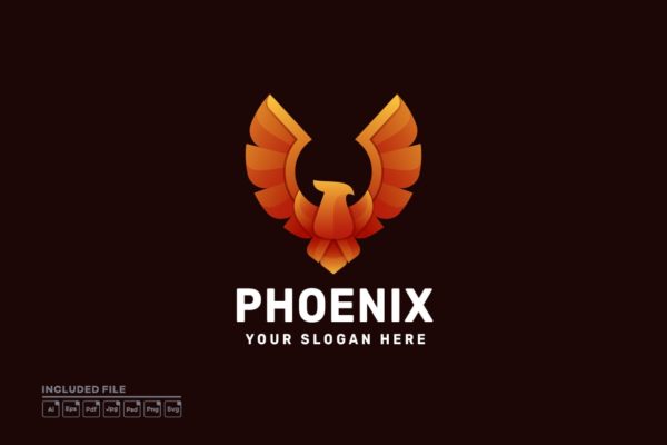 凤凰渐变标志Logo设计模板 Phoenix Gradient Logo