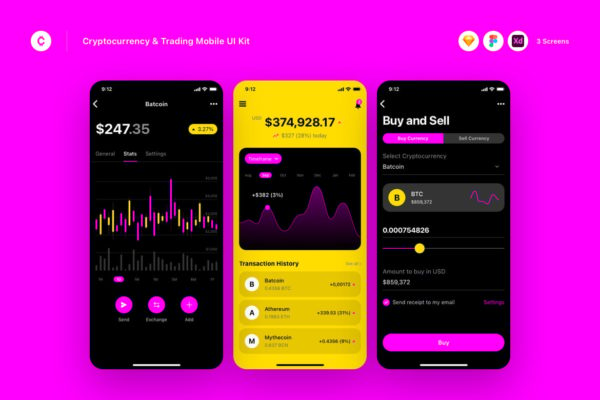 加密货币和交易移动 UI 套件