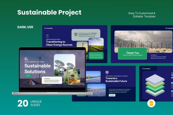 可持续项目深色版 – Google 幻灯片
